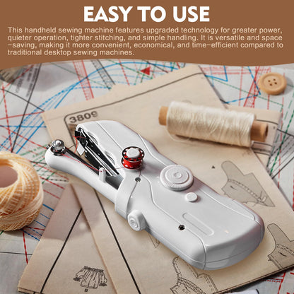 Handheld Sewing Machine with Black Storage Case and 109-Piece Sewing Kit, Mini Portable Cordless Hand Sewing Machine, Ideal for Adults & Beginners, Complete Set of Quick Home Clothing Repair Tools