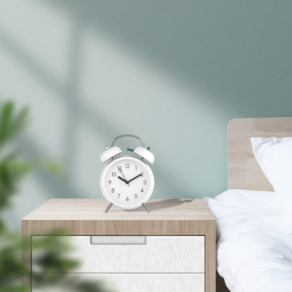 PILIFE 4 inch Analog Alarm Clock, Super Silent Non-Ticking Twin Bell with Backlight, Battery Operated