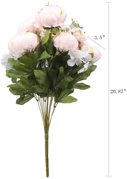 Duovlo Springs Flowers Artificial Silk Peony Bouquets Wedding Home Decoration,Pack of 1 (Spring Pure Pink)
