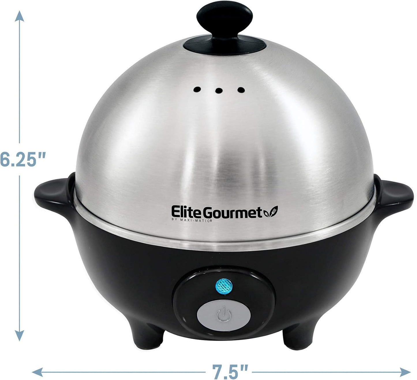 Elite Gourmet EGC-508 Rapid Egg Cooker - 7 Easy-To-Peel Hard, Medium, Soft Boiled Eggs, Poacher, Omelet Maker, Auto