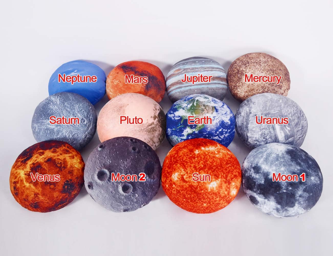 3 Piece Set Kids Space Planet Throw Pillow Covers, Decorative Cushion Cover, 15X15 Inch Round Accent Pillow Case