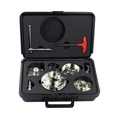 DEEFIINE 4 Inch Wood Lathe Chuck Set 1" x 8TPI Thread & 3/4"x16TPI Adapter, Nickel Plated Self-Centering 4 Jaw Wood Turning Chuck.(4 jaw)