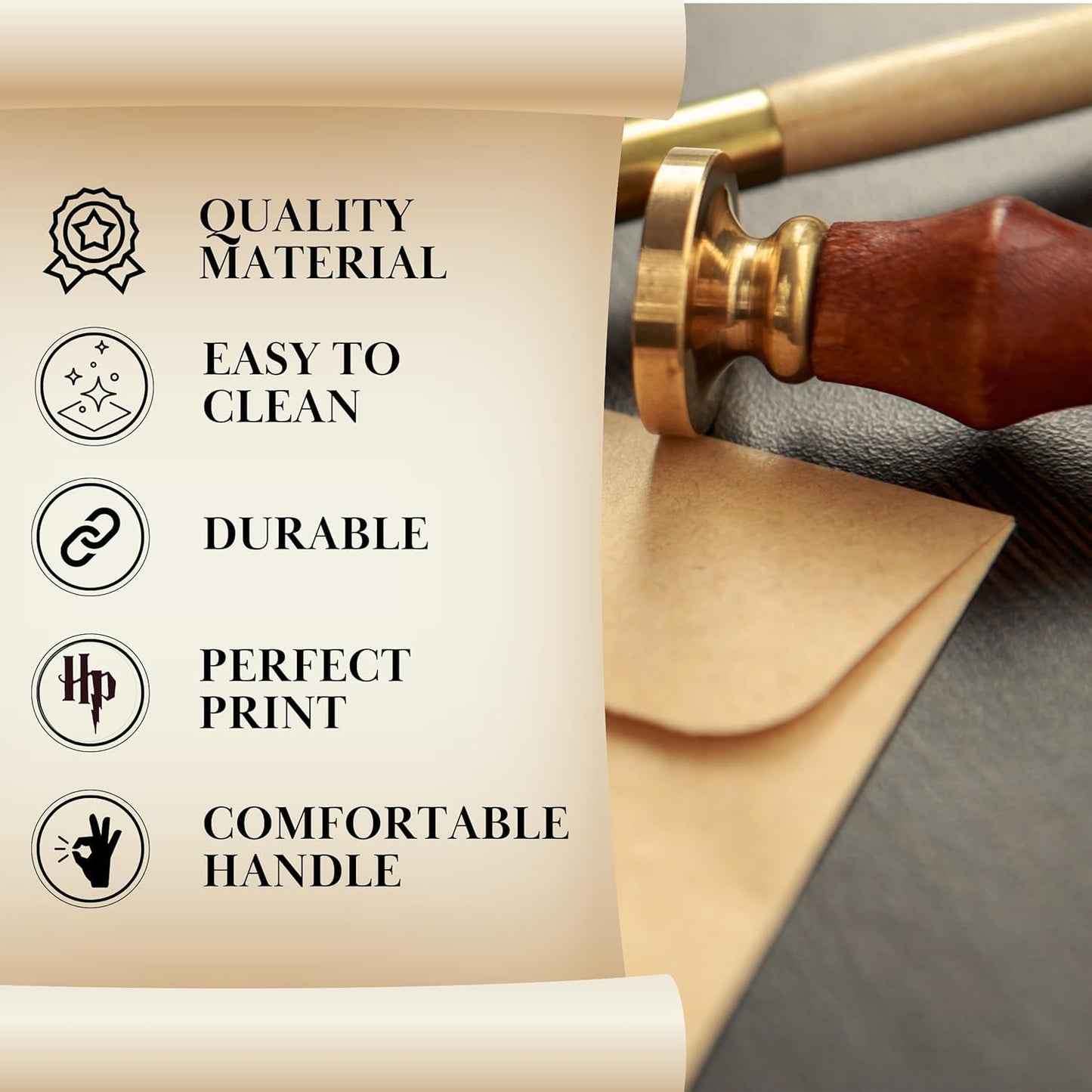 Pack of 6 Wax Seal Stamps – Wooden Hilt and Wax Seal Stamp Harry Potter 6PCS 1PCS Harry Potter Sealing Heads Set Vintage Prints Kit for Envelope Postcard Invitation Letters Gifts