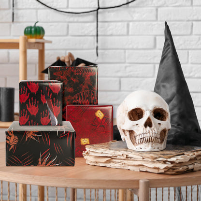 JarThenaAMCS 12 Sheets Halloween Bloody Wrapping Paper - Not Roll - Horror Handprint Paw Blade Gift Wrap Paper Folded Flat for DIY Crafts Holiday Party Supplies, 19.7 x 27.6 Inch