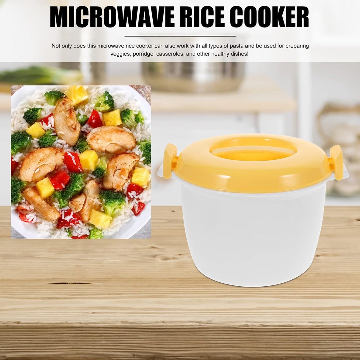 OSALADI Microwave Rice and Pasta Cooker - Dishwasher Safe Food Container for Vegetables and Soups