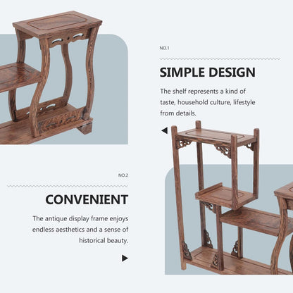 Wood Display Stand, Antique Wooden Display Shelf, Freestanding Small Bookshelf Desk Organizer for Home Office
