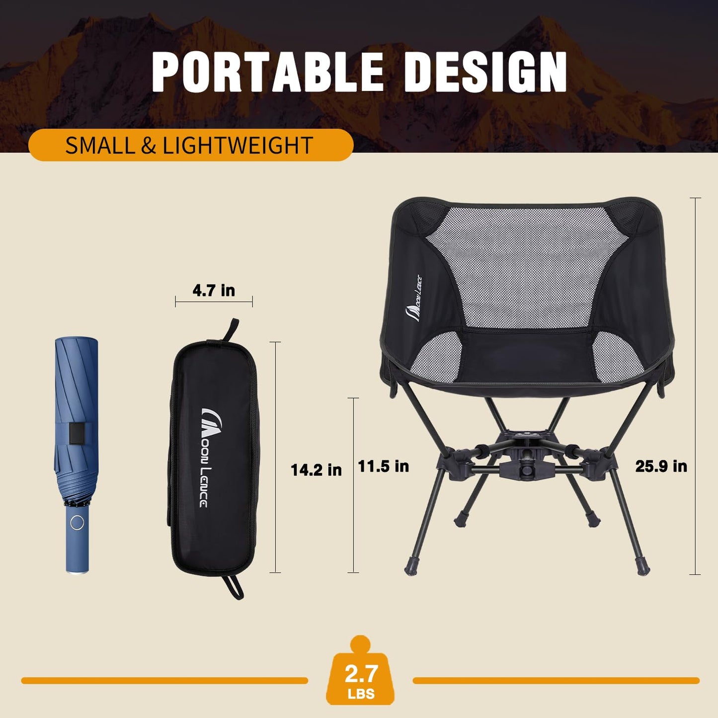 MOON LENCE 2 Pack Portable Camping Chairs Backpacking Chair - The 4th Generation Ultralight Folding Chair - Compact, Lightweight Foldable Chairs for Hiking Mountaineering, Beach