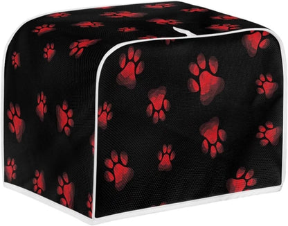 Dog Paw Print Toaster Cover, Dustproof Kitchen Decor for Most Standard 4 Slice Toasters