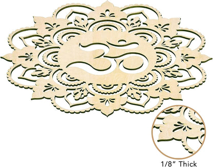Fourth Level MFG 12" Sacred Om Wood Wall Art - Sacred Geometry Mandala, Zen Home Decoration for Yoga and Meditation
