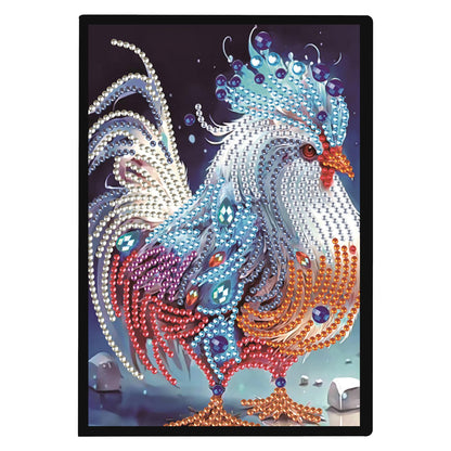 JZHYOAN Animal Diamond Painting Blank Notebook Kits for Adult Mosaic DIY Rooster Special Pattern Diamond Art Dairy Note Book Gem Art Journal Sketchbook Drawing Painting Notepad for Office Work Gifts
