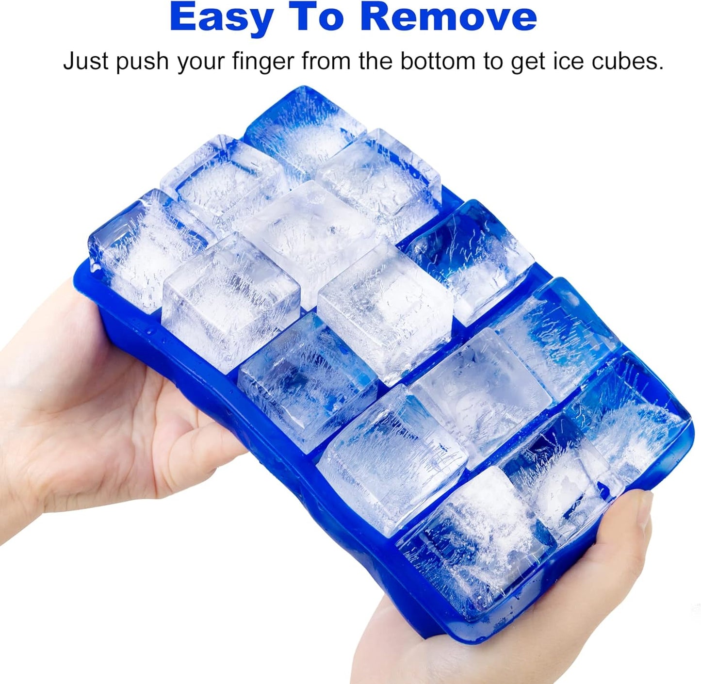 Ozera 2 Pack Silicone Ice Cube Tray, Easy Release Molds for Whiskey, Cocktail, Chocolate