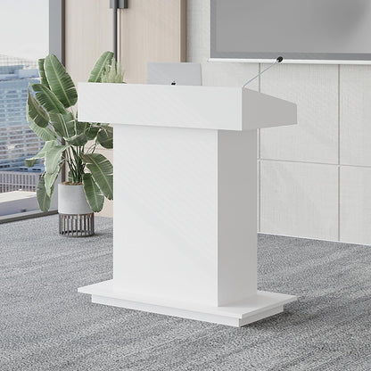 Pulpit Podium Wooden Podium Floor Standing Podiums Teacher Podium Lectern Lecterns & Podiums Church Podium and Pulpits with Wire Holes and Storage (White, L39.4″×W19.68″×H44″)