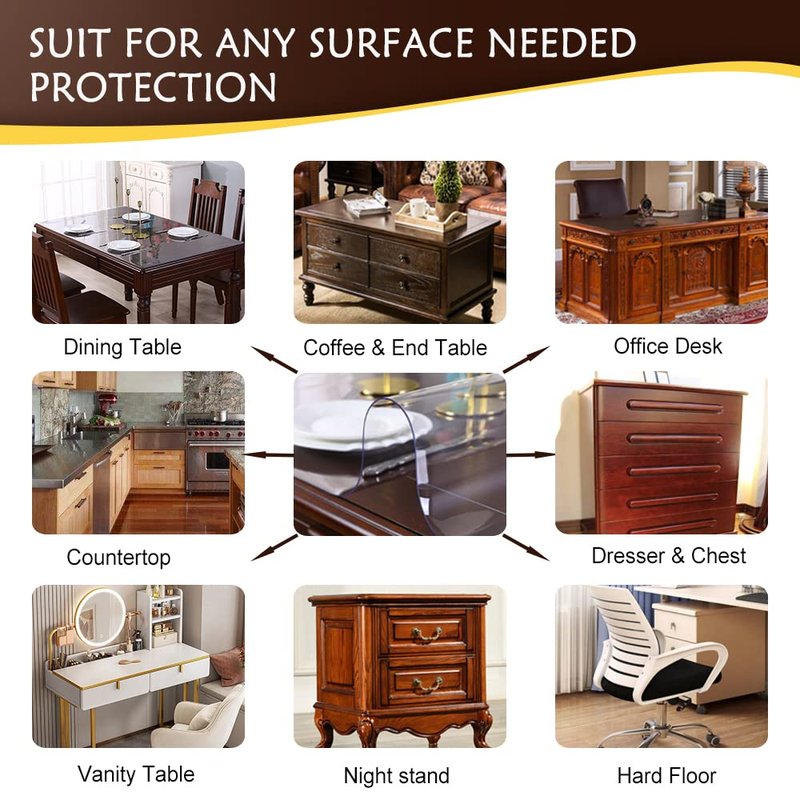 1.5 mmThick Easy Clean Non-Slip 42x86 in Clear Plastic Table Cover Protector Crystal PVC Desk Pad Mat Wooden Furniture Surface Protection Apply to Picnic Table Conference Table Waterproof Rectangular