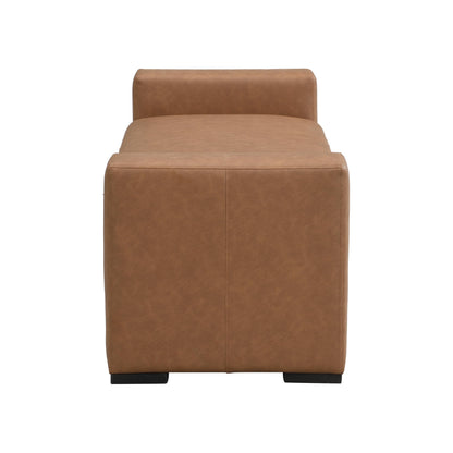 Christopher Knight Home Mosley Faux Leather Upholstered Ottoman Bench, Rectangular Foot Stools Ottoman, Wooden Ottoman Footrest, Bedroom End of Bed Footstool, Living Room Sofa Extra Seat, Brown