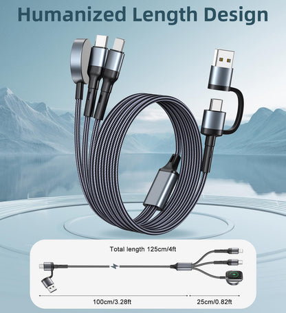Upgraded Travel Essentials for Apple Watch Charger 3 in 2 Multi Charging Cable for iPhone 17 iWatch Charger USB C Cord, Car RV Camping Essentials Compatible with iWatch Ultra/SE/11 & iPhone 16/15-12