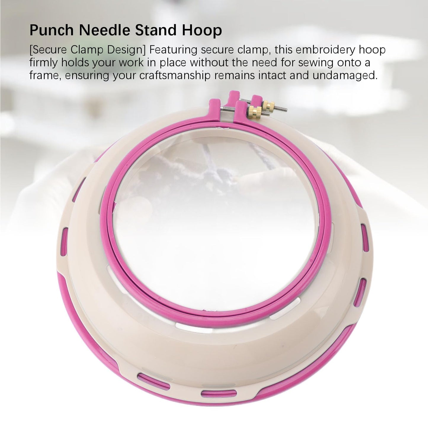 GLOGLOW Double Sided Embroidery Stand Hoop 6.5x9.8 Inch Square Punch Needle Frame Adjustable Cross Stitch Holder for Needlework Sewing