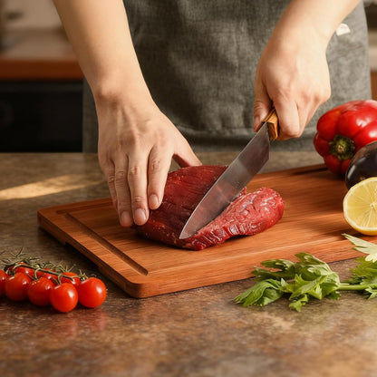 Snuvid Set 3, Bamboo Cutting Board of Wood Cutting Boards for Kitchen with Juice Grooves, Durable Chopping Board