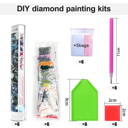 6 Pack Fantasy Diamond Art Kits for Adults, 5D DIY Diamond Painting Kits for Beginner, Diamond Dots Full Drill Crafts for Gem Art Dot Art for Adults Home Wall Decor for Teens Boys Girls 12x16 inch