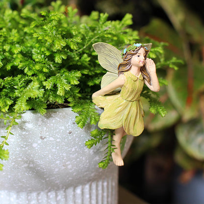 CUIWEI 5 Pcs Mini Garden Figurine Set Miniatures Fairies Statues Without a Stick for Outdoor Lawn Yard Home Decor Lovely Resin Fairy Flower Pot Angel Accessories