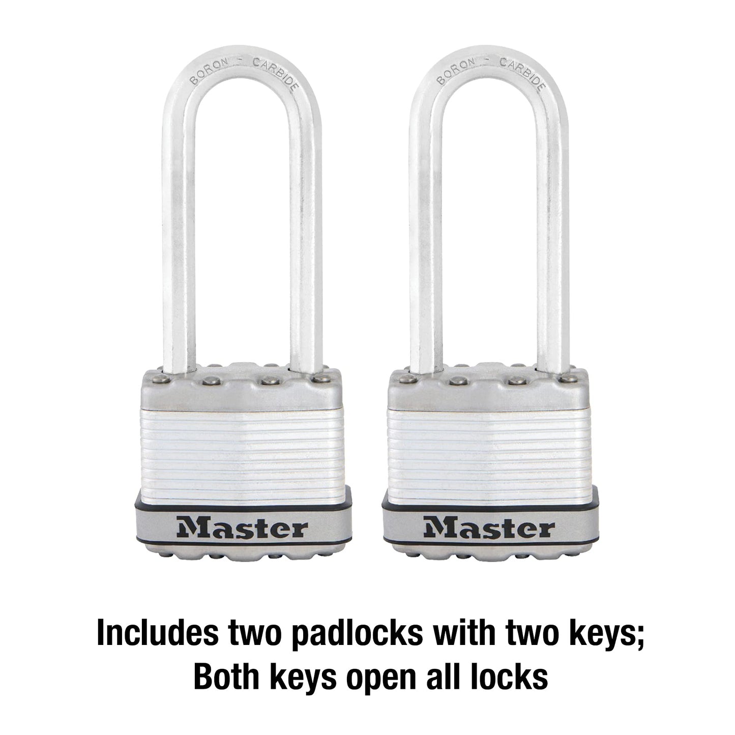 Master Lock M1XTLJ Magnum Heavy Duty Padlock with Key, 2 Pack Keyed-Alike
