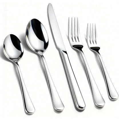 KIKCOIN 40 Pack Silverware Set for 8, Food-Grade Stainless Steel Flatware Set, Heavy Duty Mirror Polished Cutlery Utensils Set with Knives Spoons and Forks Set for Home Kitchen Restaurant Wedding