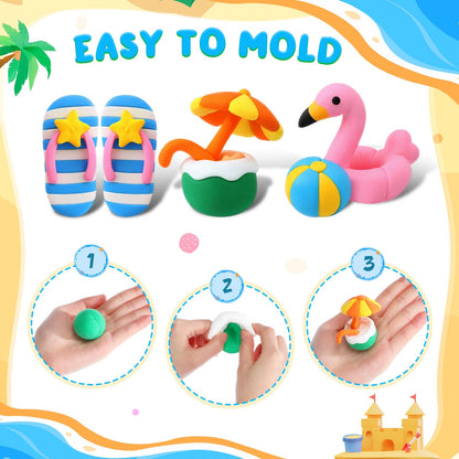 Capoda 18 Sets Air Dry Clay Kit for Kids End of School Year Gifts DIY Modeling Clay Arts Crafts Kit for Summer Beach Pool Party Favors Art Projects Fun Activities Classroom Gifts Rewards Supplies