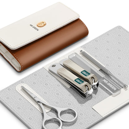 MR.GREEN Colorful Manicure Set Practical Pedicure Kits Nail Clippers Personal Care Tools Facial Hair Scissors with Fashion Case (Mr-6681 Green)