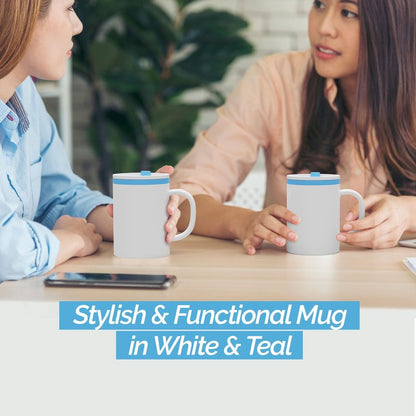 Copco Desk Mug 16 oz - Durable BPA-Free, Double-Wall Insulation for Hot & Cold Drinks, Microwave & Dishwasher Safe, Ideal for Office, Home, Travel - Spill-Resistant Reusable Mug (Teal)