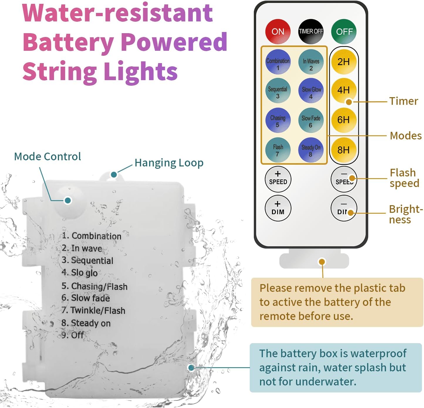 13ft 20 YOLIGHT Fiber Optic Flower String Lights Battery Operated with Timer, LED Flower Garland Lights Fairy Decor