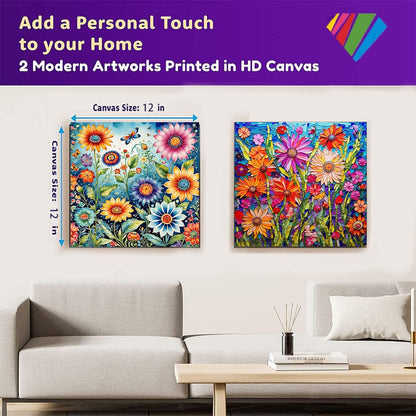 OFRKE 2-Piece Flowers Diamond Painting Kits for Adults, Round Full Drill 5D DIY Diamond Art Kits for Home Wall Decor 12"x16"