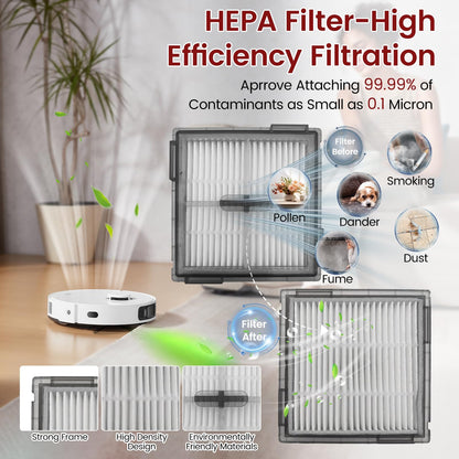 MIXEAL 24 Pack Accessories Compatible with Roborock Q10 S5+, Q10 S5, Q10 X5+, Q10 X5 Vacuum Cleaner, 2 Main Brushes, 6 Side Brushes, 6 Dust Bags, 4 HEPA Filters, 4 Mop Pads,2 Tools