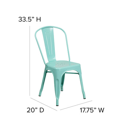 Flash Furniture Blake Commercial Grade 4 Pack Mint Green Metal Indoor-Outdoor Stackable Chair