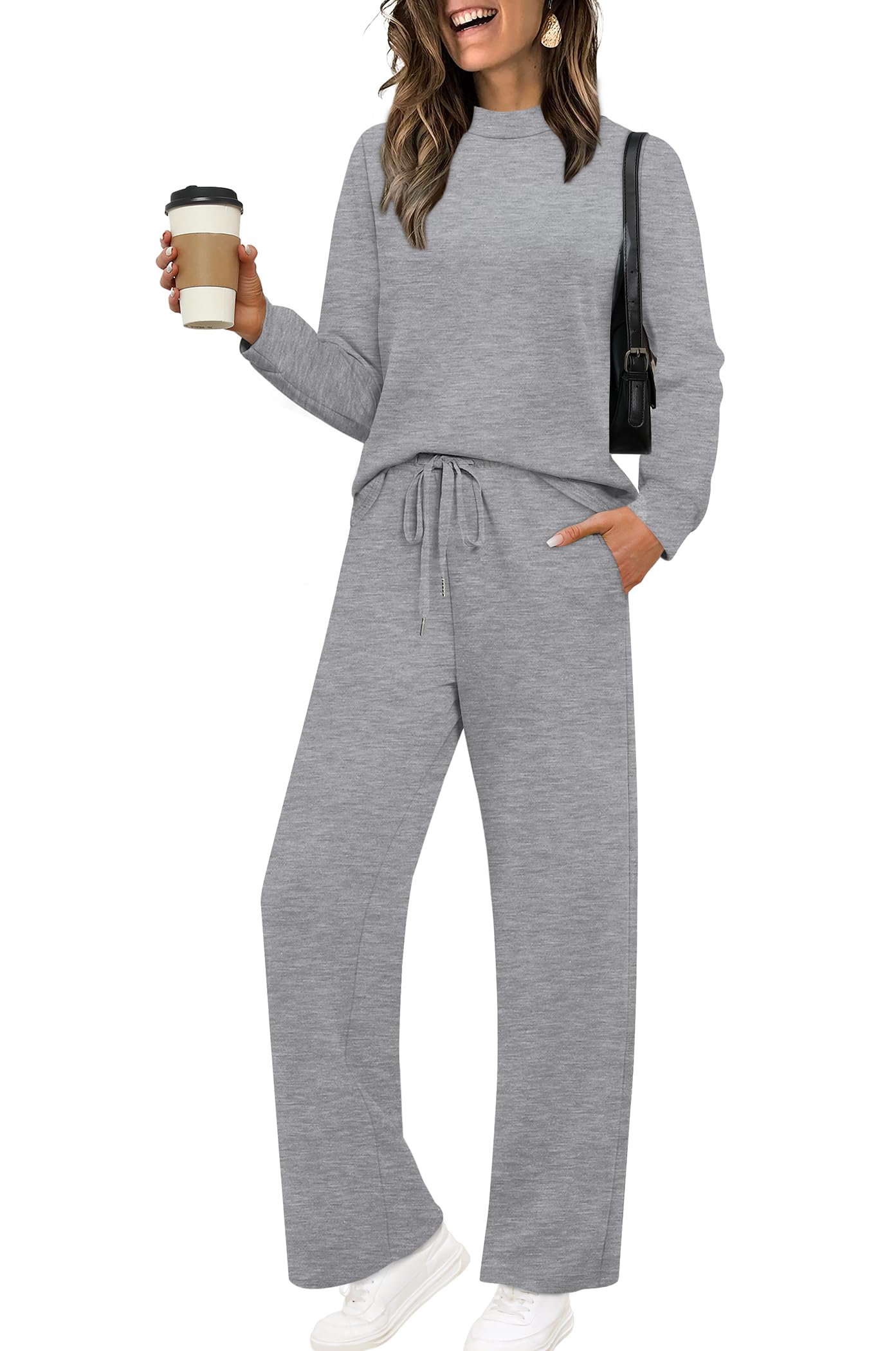 Sampeel Two Piece Sets for Women Mock Neck Matching Sets Loungewear Fall Clothes Travel Outfits Fashion 2025 XS-2XL