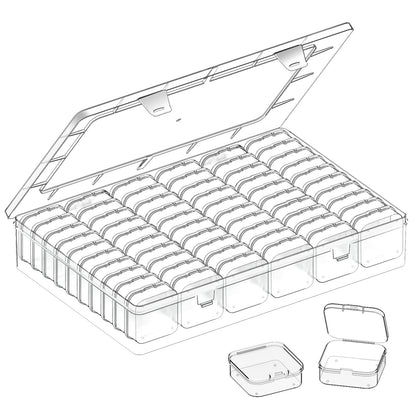 VANSUNS Bead Organizer Box, 61pcs Clear Plastic Storage Containers Set, Large Capacity Small Bead Organizers and Storage Cases with Labels, for Jewelry, Crafts, Diamonds Storage