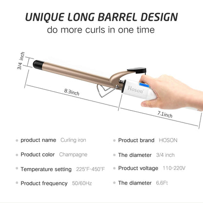 Hoson 1 Inch Curling Iron Professional Ceramic Tourmaline Coating Barrel Hair Curler, LCD Dispaly with 9 Heat Setting(225°F to 450°F for All Hair Types, Glove Include)