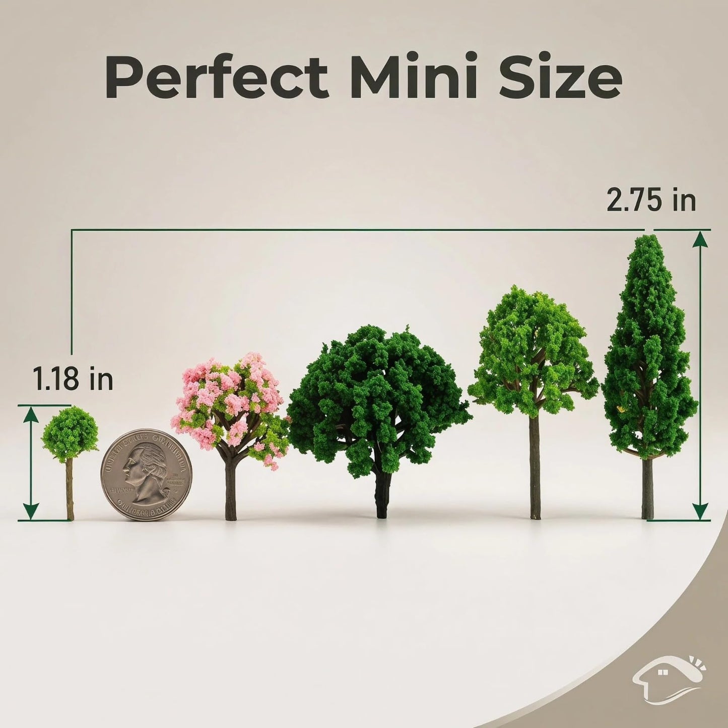 Model Trees & Diorama Supplies - 3-7cm Miniature Trees for Crafts, 55 Pcs Fake Plastic Trees for Fairy Garden Accessories & Diorama Box