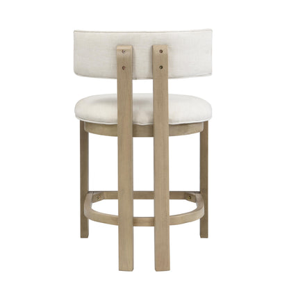 Christopher Knight Home Minso Wooden Counter Height Bar Stools Set of 2, Comfy Upholstered Barstools with Backrest/Footrest, Counter Stool for Kitchen Island/Home Bar Table, Light Ash + Beige