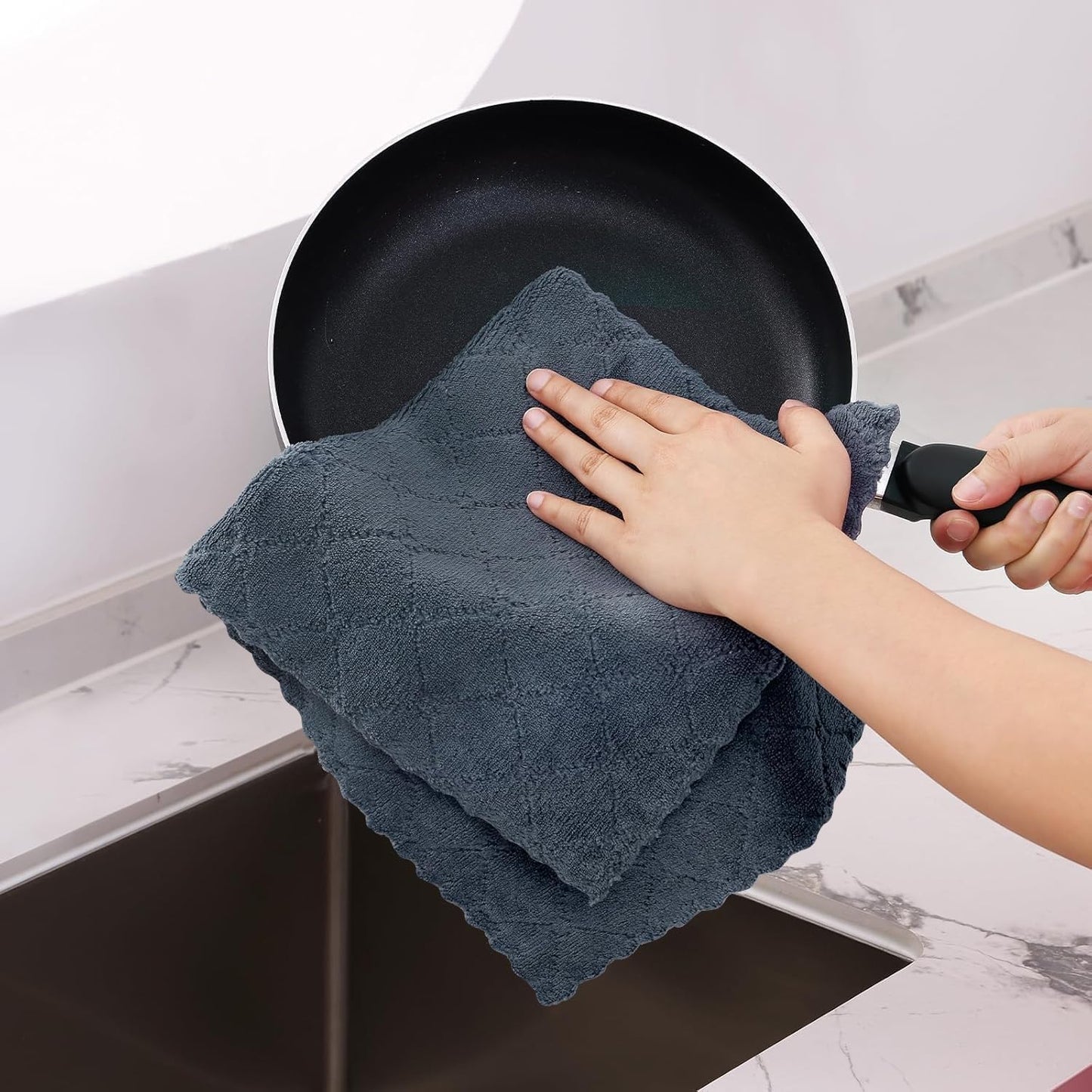 18 Pack (10 20 Inches, Homaxy Dish Towels for Kitchen x Dark Grey), Super Soft and Absorbent Coral Velvet Dish Cloths
