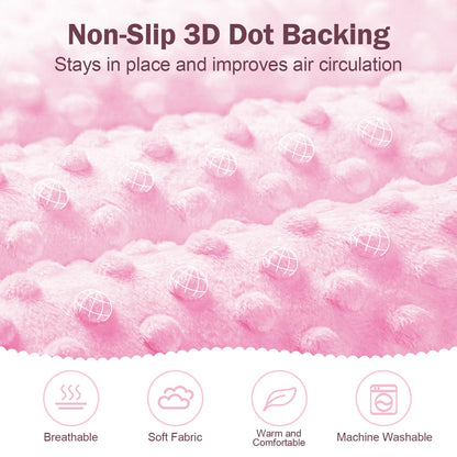 Pink Bow Baby Blankets for Girls, Soft Pink Bow Nursery Minky Blanket with Muslin Front and Dotted Fleece Back for Newborn Warm Pink Cute Blankets for Infant Toddlers 30 x 40in