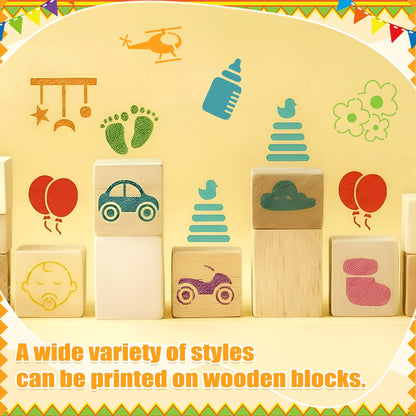 Fainne 100 Pcs Small Stencils for Crafts, 1.5 Inch Reusable Painting Stencils Painting Crafts Templates for Wood, Wall, Home Decor, Canvas, Fabric(Letter, Baby Shower)
