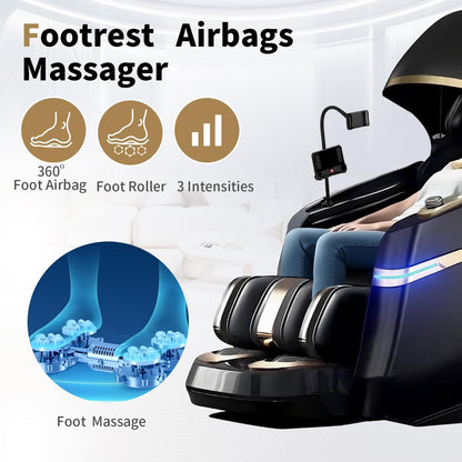 Full Body Zero Gravity Massage Chair, 51'' SL Track with 3 Levels Zero Gravity & Body Scan, 20 Auto Massage Programs, 3D Shiatsu Deep Tissue Massage, Foot Rollers, Airbag, Heating, Yoga Stretch