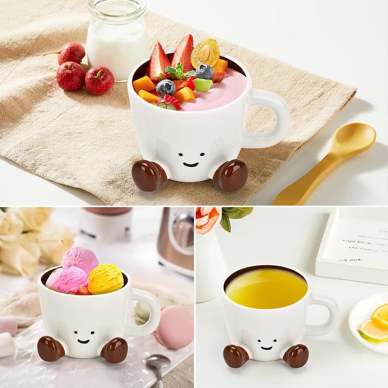 EWCEFIC Coffee Mugs,Cute funny Mug For Women, 12.8oz/380ml Unique Ceramic Coffee Tea Cups, Office Mug Gift (chocolate)