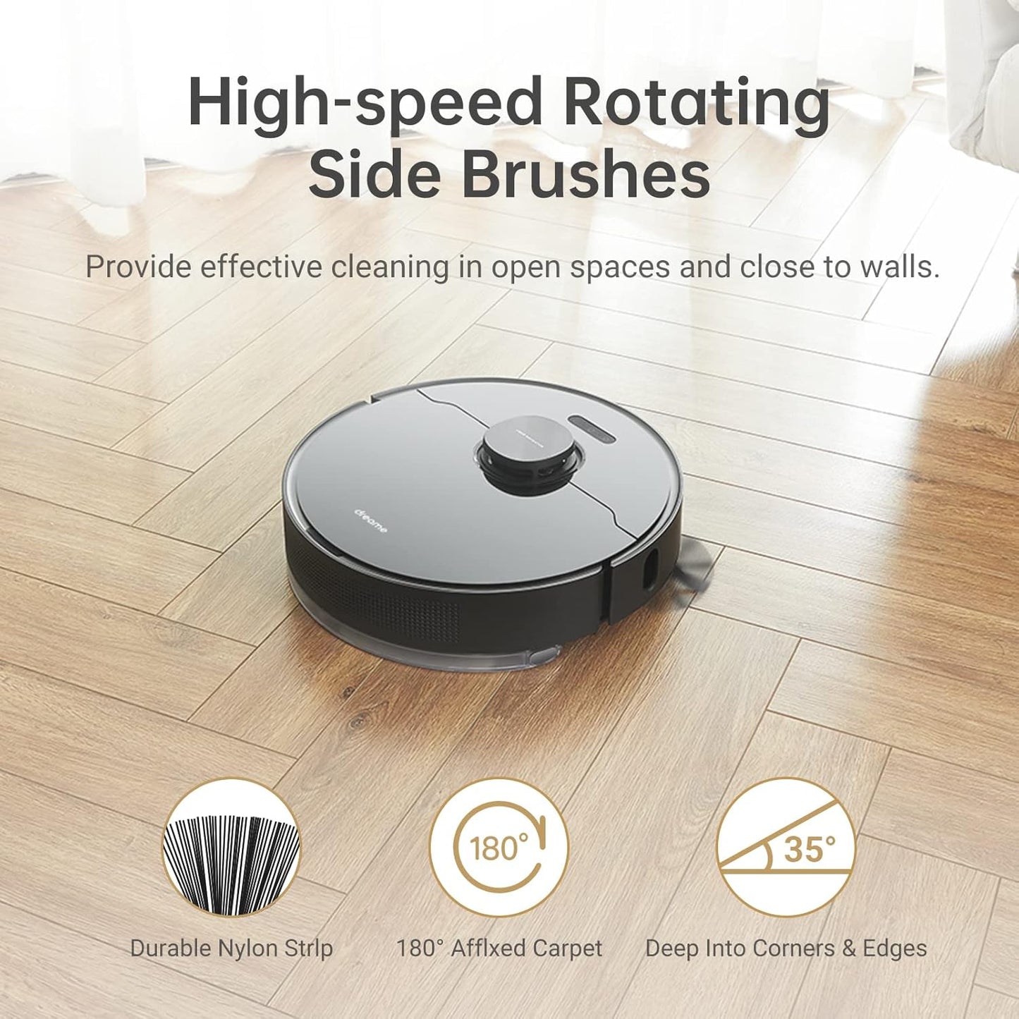 Dreame Side Brush Compatible with L10 Pro/D9 Pro/D9 Max/D10s Pro/D10s Plus Robot Vacuum, 2PCS Replacement Brush
