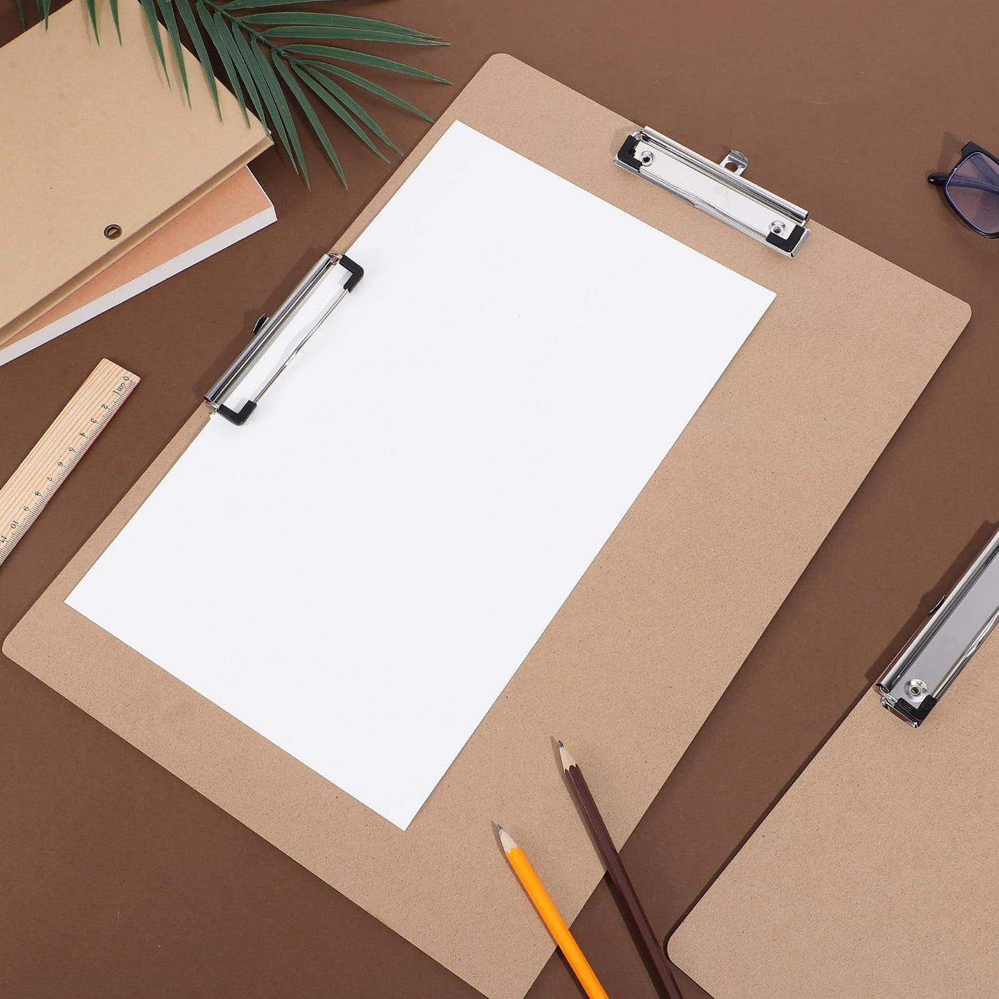 8 Pcs Clipboard Drawing Board with Low Profile Double Clip, 11x17in Extra Large Landscape Hardboard Clipboard for Drafting, Sketching, and Office Use, Brown Wooden Lap Boards