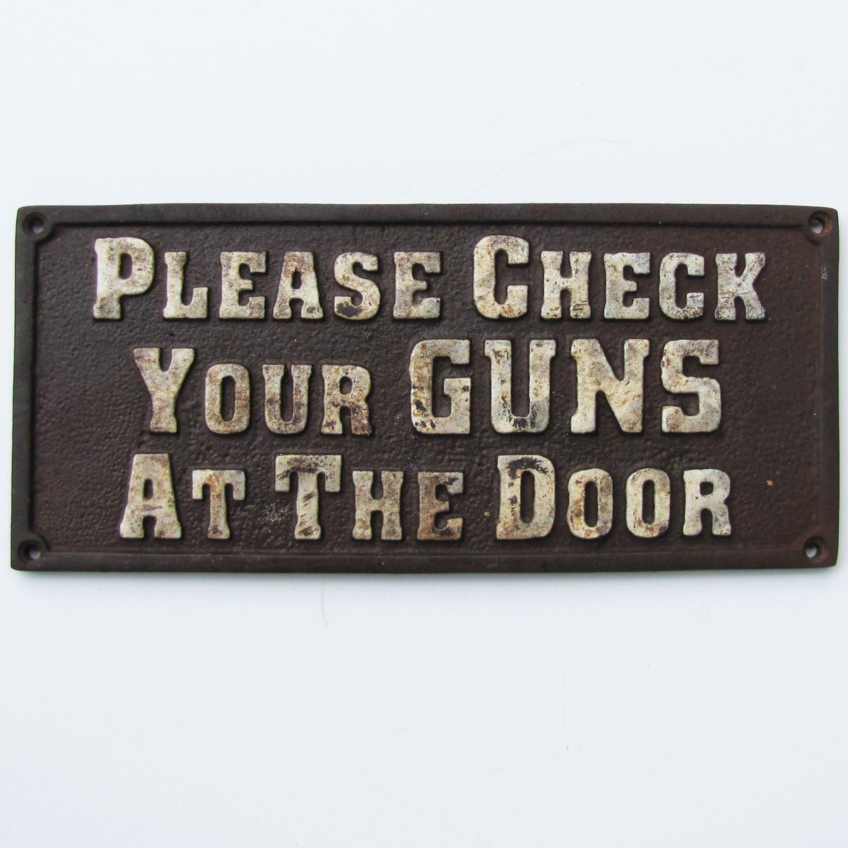 Old West Hotel Saloon Cast Iron Sign, Please Check Your Guns At the Door