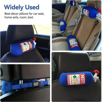 Car Neck Pillow, NOS Bottle Design Plush Headrest Pillow for Car Seat, Office Chair, Travel, 11 x 4.7in (1)
