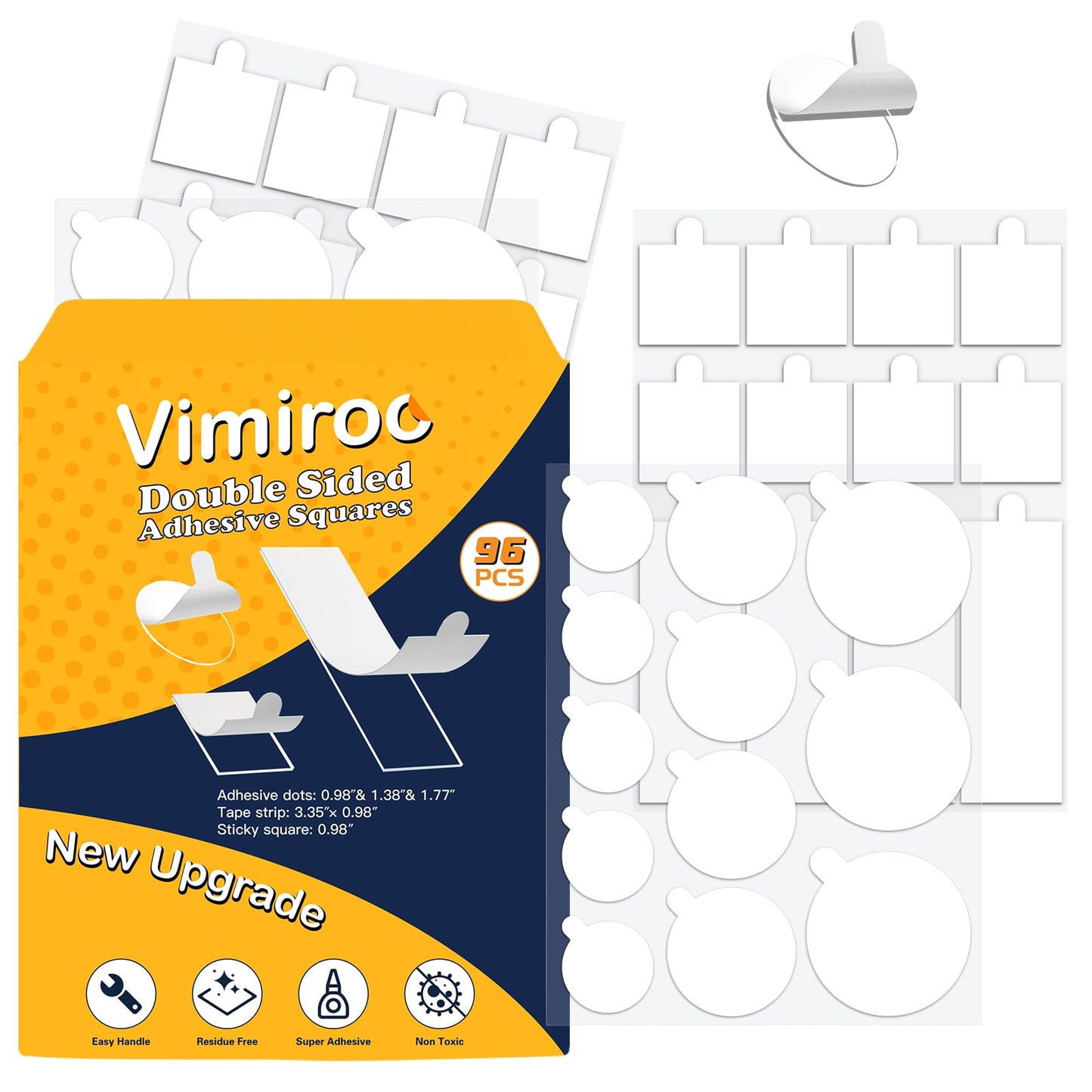 vimiroo Clear Double Sided Nano Tape,Museum Adhesive Putty, Nano Sticky Tack, Strong Self Adhesive Sticky Dots Strips, Poster Mounting Putty for Wall Hanging- Crafts Poster Decoration，Balloons 96pcs