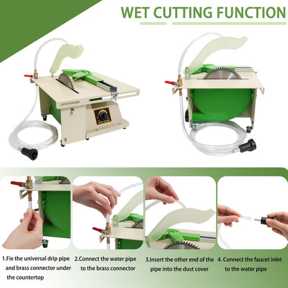 1380W Lapidary Saw Machine, 110V Adjustable Speed Lapidary Equipment with Water Cooling & Flexible Shaft, Gemstone Cutting, Grinding, Polishing for Jewelry DIY, Jade & Agate Craft