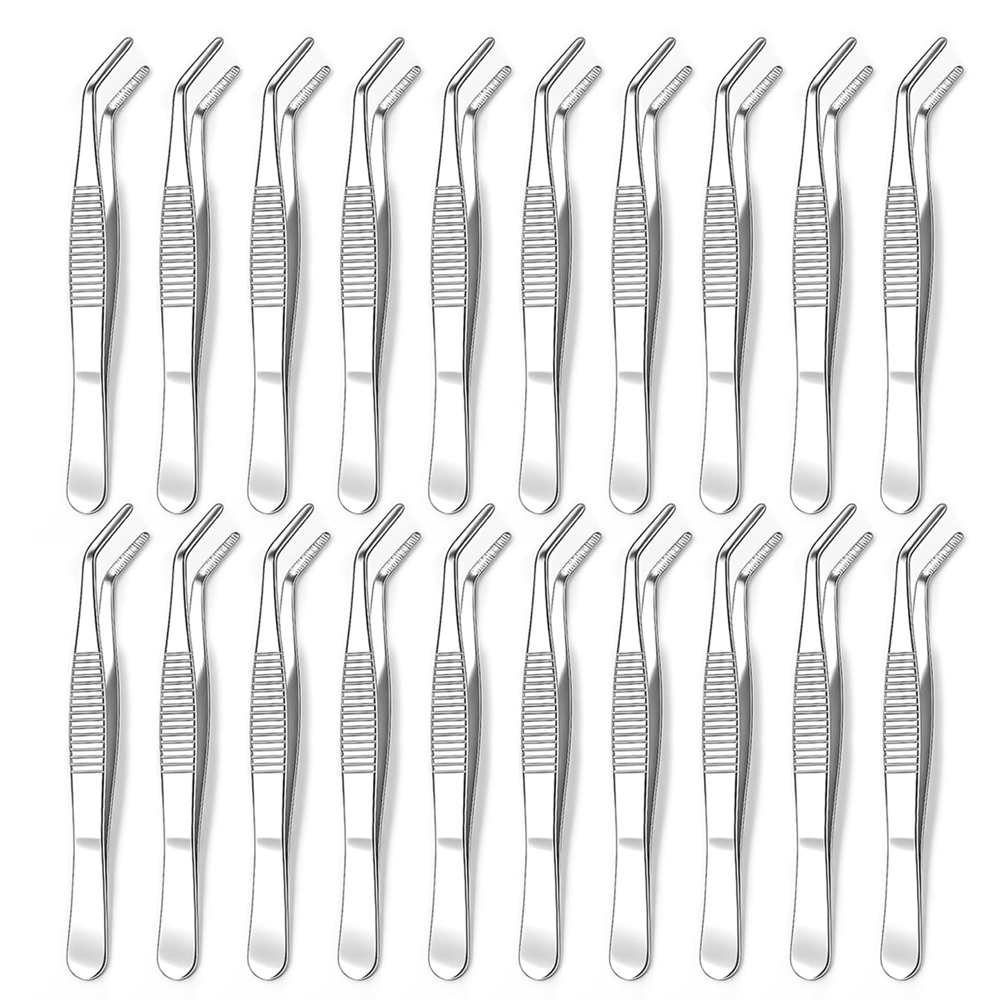 20Pack Stainless Steel Tweezers with Curved Tip Curved Serrated Tip Multipurpose Forcep for Craft, Sewing Machine, DIY Crafts, Jewelry Making, Electronics Repair, Precision Work & Hobby Project