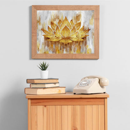 UIBDVKS Gold Lotus Flower Abstract Golden Floral Diamond Painting Kit for Adults Diamond Art by Number Kits Full Round Dirll Gem Art Wall Home Decor 12x16 inch